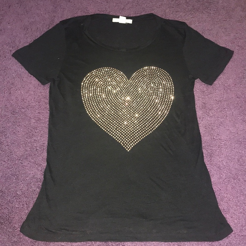 Black Top with Gold Studded Heart